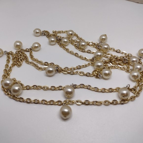 30 " Light Gold Chain with Vanilla Pearls - Picture 3 of 5